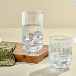 Tall Atlas Ribbed Glass Tumbler