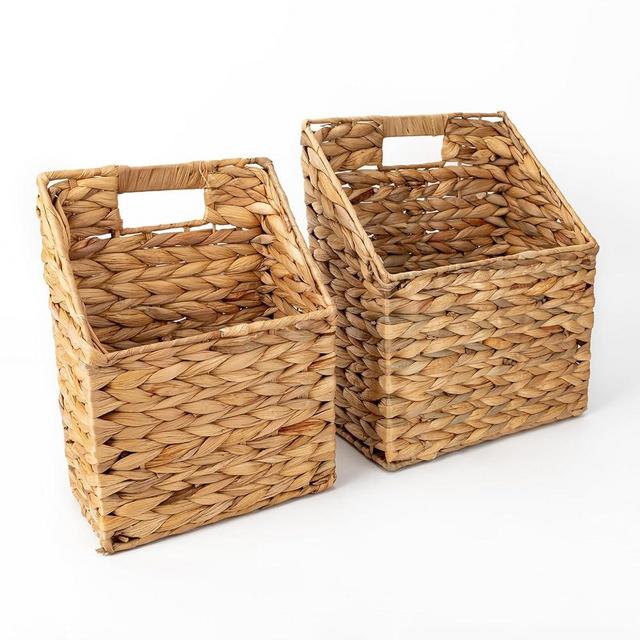 Set of 2 Water Hyacinth Hanging Baskets, Storage for Mail, Books & Accessories, Floating Shelves Alternative, Office Organization