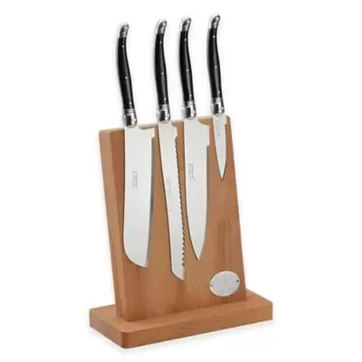 Laguiole Jean Dubost 5-Piece Kitchen Knife Set in Black