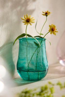 Recycled Glass Vase, Turquoise