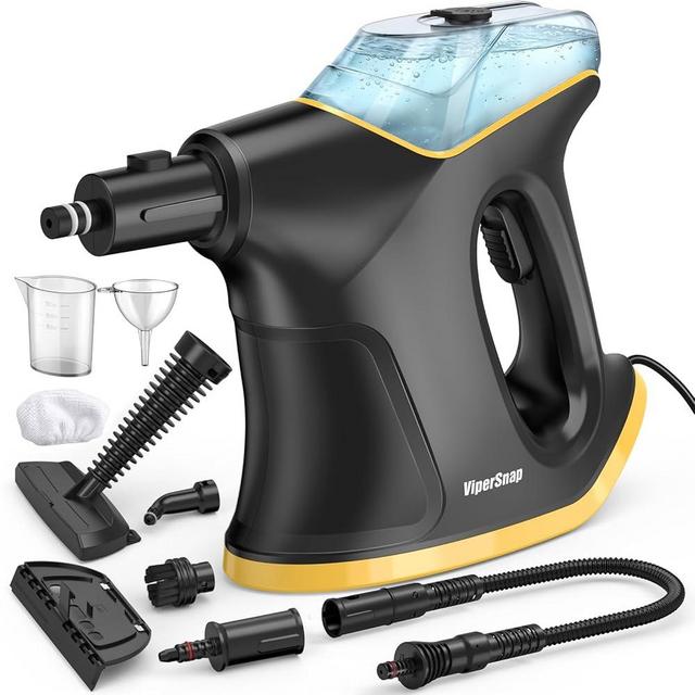 Heavy Duty Steam Cleaner with Continuous Spray & Safety Lock, Multipurpose Handheld Steamer for Home Use, 10S Fast Heating Steamer with 9PC Accessories for Car Furniture Kitchen Grout and Upholstery