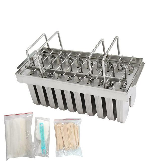 ZXMOTO 20pcs Industrial Stainless Steel Ice Lolly Popsicle Molds Commercial Popsicle Mold Ice Cream Stick Holder,98ml Per Mold