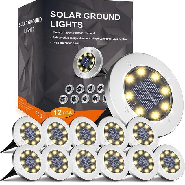 INCX Solar Lights Outdoor Waterproof,12 Pack Solar Lights for Outside, Solar Garden Lights Landscape Lighting for Patio Pathway Lawn Yard Deck Driveway Walkway, Warm White