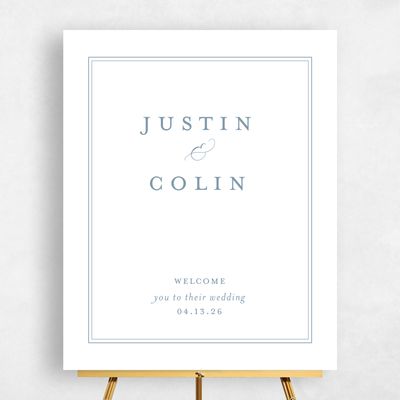 Storm Blue Wedding Sign - Classic Border Portrait