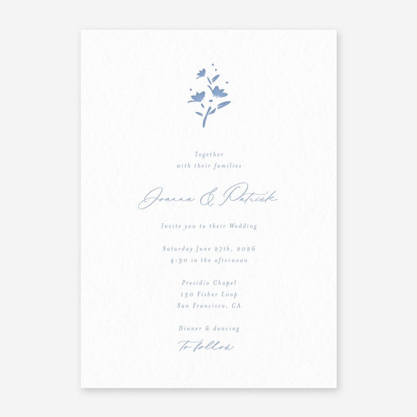 Regal Classic Letterpress | Dusty Blue | Zola Wedding Invitations