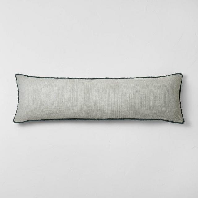 Lumbar Textured Chambray Cotton Bed Decorative Throw Pillow Dark Teal Blue - Casaluna™