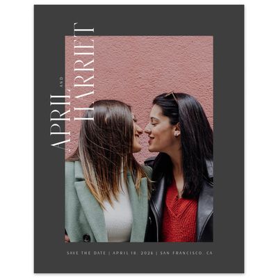 Dark Charcoal, Grey Wedding Digital Save the Date - Andes Photo