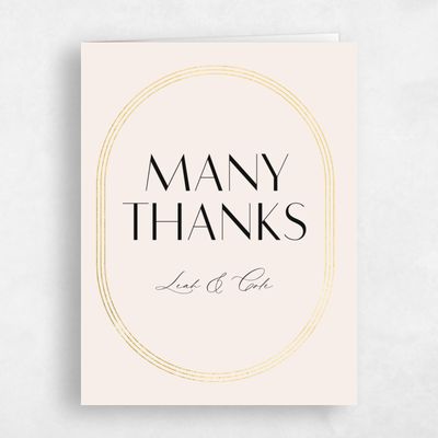 Linen, Beige Wedding Thank You - Tatum Portrait Foil