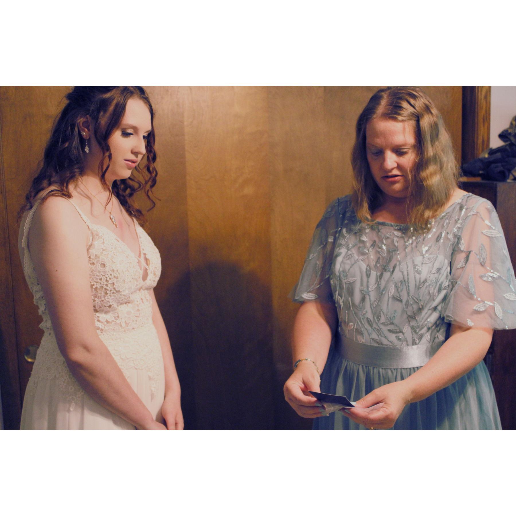 Kristina giving her Mother a gift