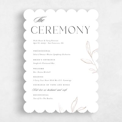White Scalloped Wedding Program - Finch