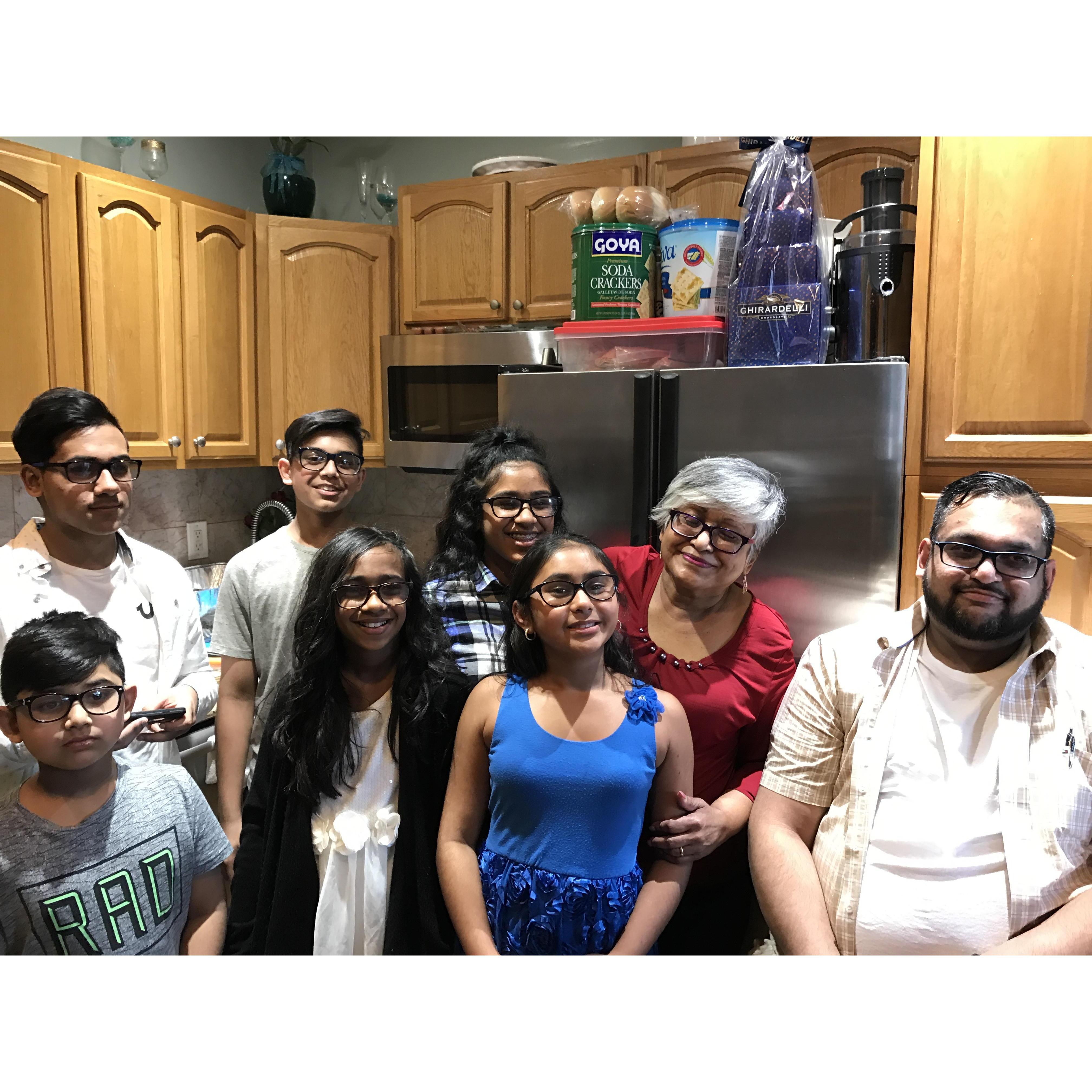 Javed,  Samir, Melissa, Mom, David, Shaan, Jasmin, and Reena