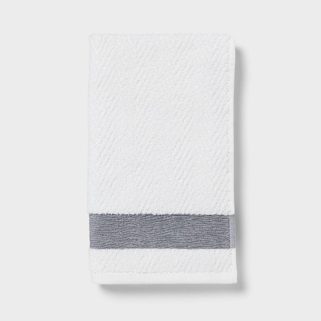 1pc Traditional Crinkle Border Hand Towel White - Threshold™