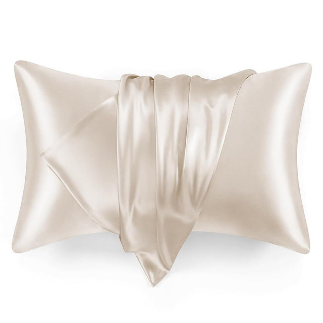 Love's cabin King Size Satin Pillowcase Set of 2, Similar to Silk Pillow Cases, Satin Cooling Pillow Covers for Hair and Skin with Envelope Closure, 20x36 inches,Beige