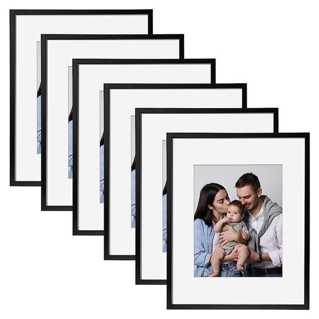 SYNTRIFIC 16x20 Picture Frames Set of 6,Display Pictures 11x14 with Mat or 16x20 Without Mat,Classic Collage Photo Frames Home Decorative Picture Frame for Wall Mounting,Black