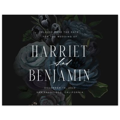 Dark Teal, Blue Wedding Digital Save the Date - Malina Landscape