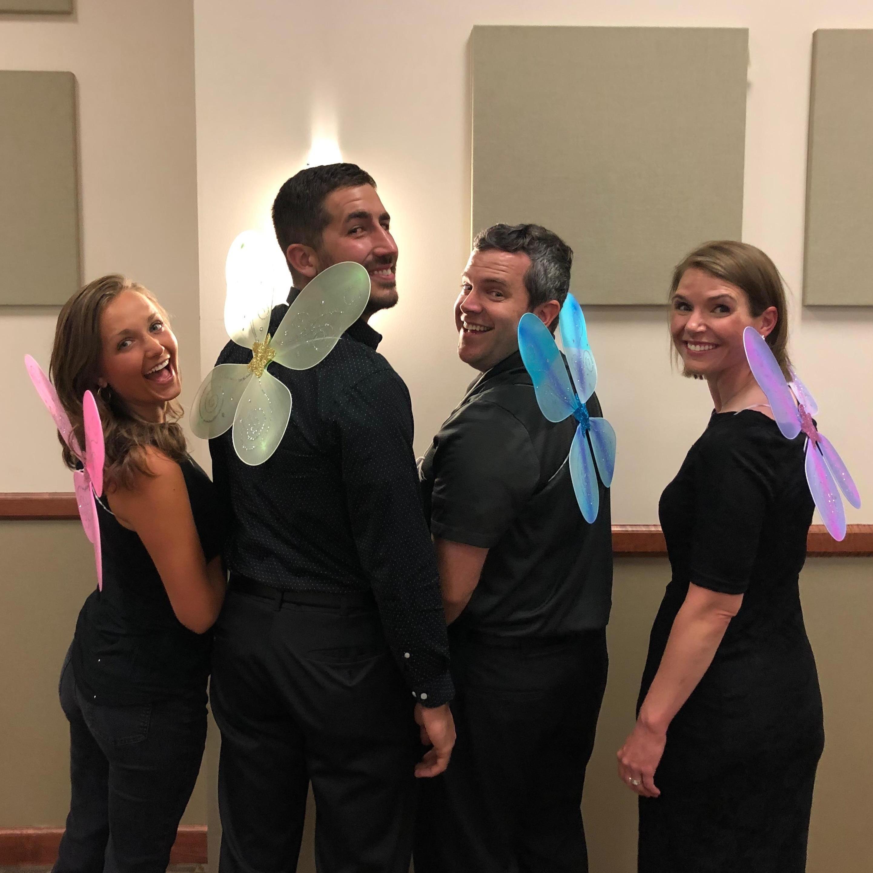 Our costumes for the Team Spelling Bee we lost