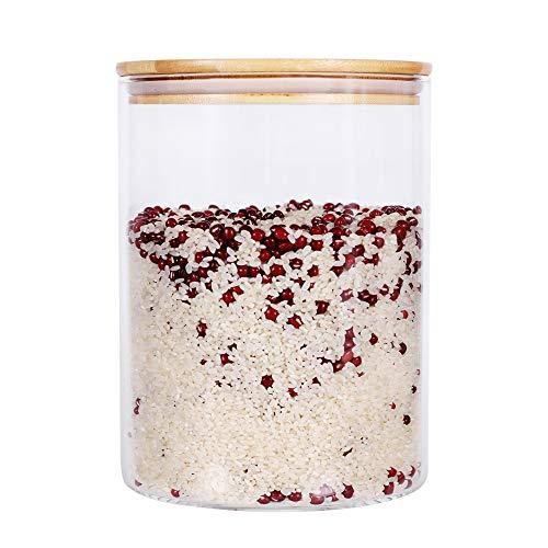 Large Glass Food Storage Container, 100 FL OZ (3000ml) Glass Food Canister with Airtight Bamboo Lids for Your Pantry, BPA-Free Cereal Dispenser Jars for Spaghetti Pasta, Powder, Tea, Coffee,Weed