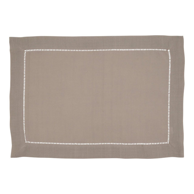 Saro Lifestyle Rochester Collection Placemat with Hemstitched Border , 14"x20", Beige