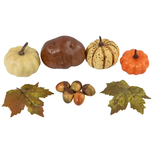 Northlight 11-Piece Fall Harvest Artificial Pumpkin, Acorn and Leaf Decoration Set