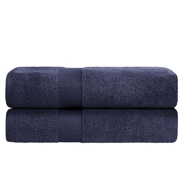 Contemporary Quick-Drying Zero-Twist Cotton 2-Piece Bath Sheet Set, Midnight Blue - Blue Nile Mills