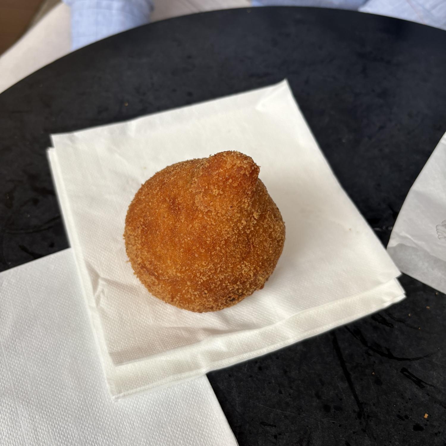 The arancini full of bolognese runny sauce Nick let Mara eat before proposing (luckily no accidents)