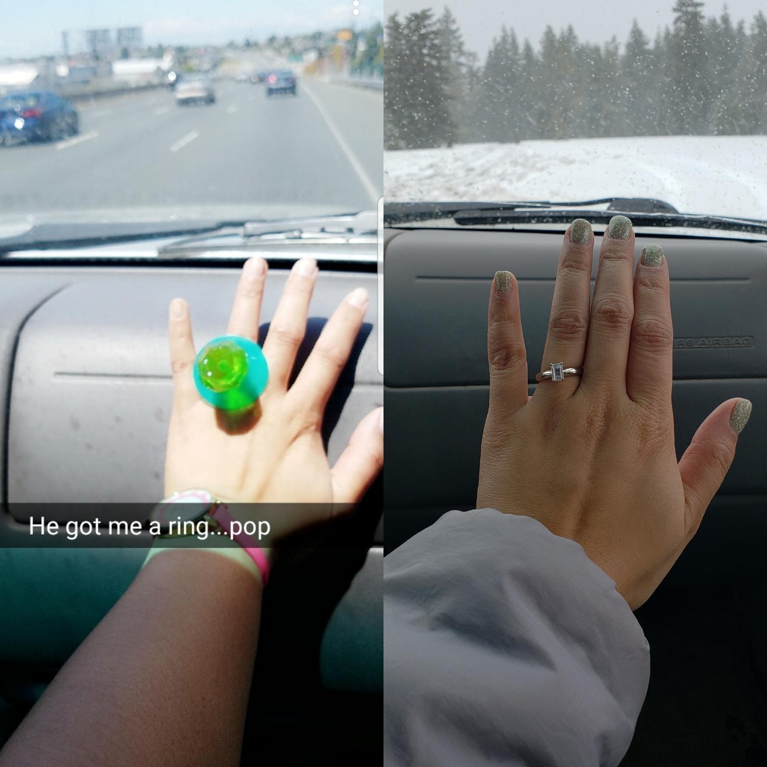 When we first started dating Glenn got me a Ring Pop. A few years later he upgraded to a diamond.