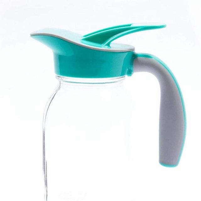Ergo Spout mason jar pitcher, mason jar pour spout lid, pancake maple syrup dispenser, salad dressing dispenser (REGULAR MOUTH, Vintage Blue -Teal)