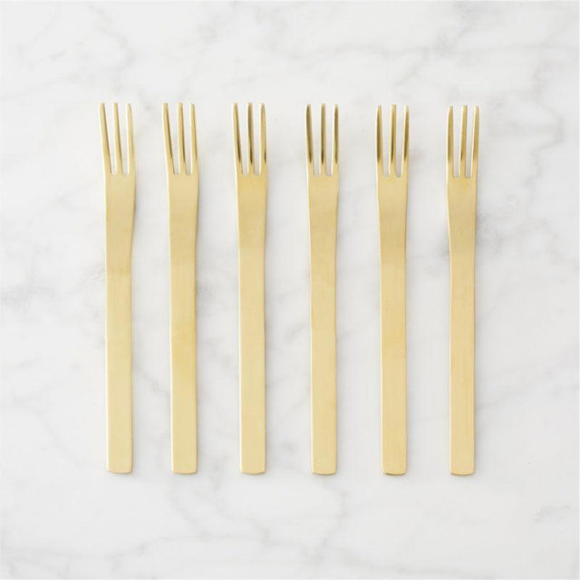 Set of 6 Mini Gold Cocktail Forks