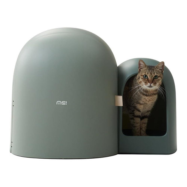 MS!MAKE SURE Cat Litter Box MAX, XL Enclosed Litter Box with Scoop, Stylish & Functional for Indoor Cats - Moss Green