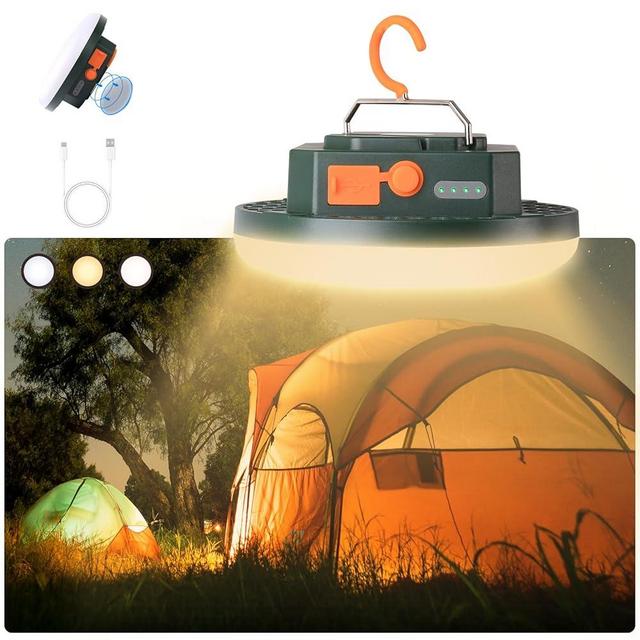 Camping Pop up Tent Light for Hanging, LED Rechargeable Portable Overhead Lantern for Vendor Booths, Waterproof Outdoor Camp Lamp with Battery Power for Glamping Indoor Outages(Dimming-Green)