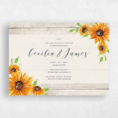 Linen, Beige Wedding Invitation - Sunnyridge Corner