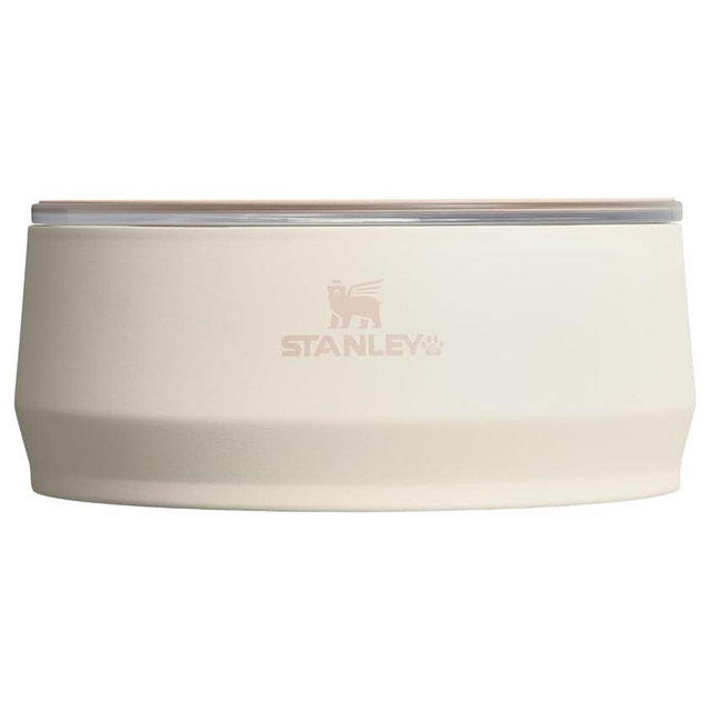 STANLEY Pet Bowl | 3-Cup (24 oz) Insulated Stainless Steel Dog & Cat Bowl | Splash-Resistant Lid | Dishwasher Safe | BPA-Free | Cream