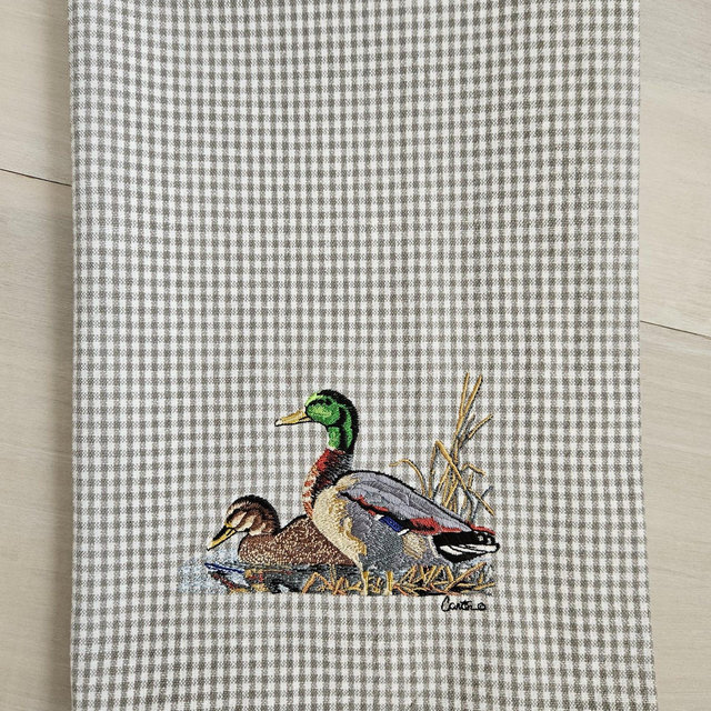 Mallard Duck Pair towel. Custom Machine Embroidered Kitchen Accent Towel. Personalized Decorative Bathroom Hunting Duck Hand Towel.