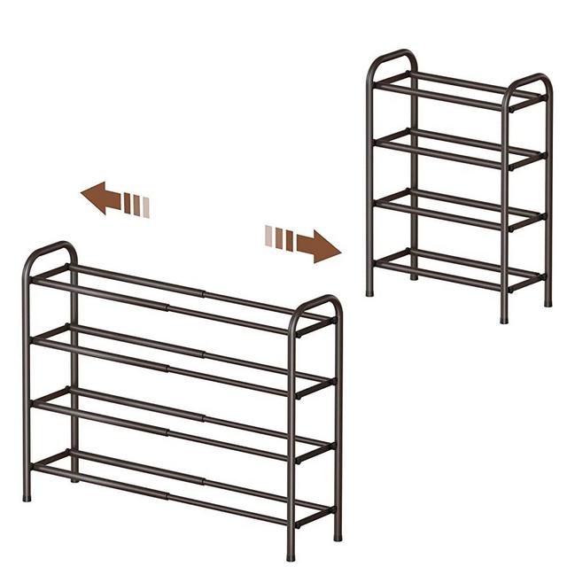 Gonfoam 4-Tier Expandable Shoe Rack,Adjustable Shoe Shelf Storage Organizer Heavy Duty Metal Free Standing Shoe Rack for Entryway Closet Doorway (Bronze)
