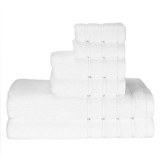 PROMIC 100% Cotton Luxury Hotel & Spa Bath Towel Set ,6 Piece Includes 2 Bath Towels, 2 Hand Towels, and 2 Washcloths, White