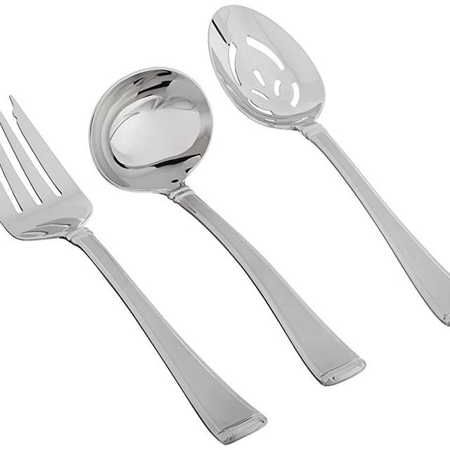 Gorham Column Frosted Stainless Flatware 3-Piece Hostess Set