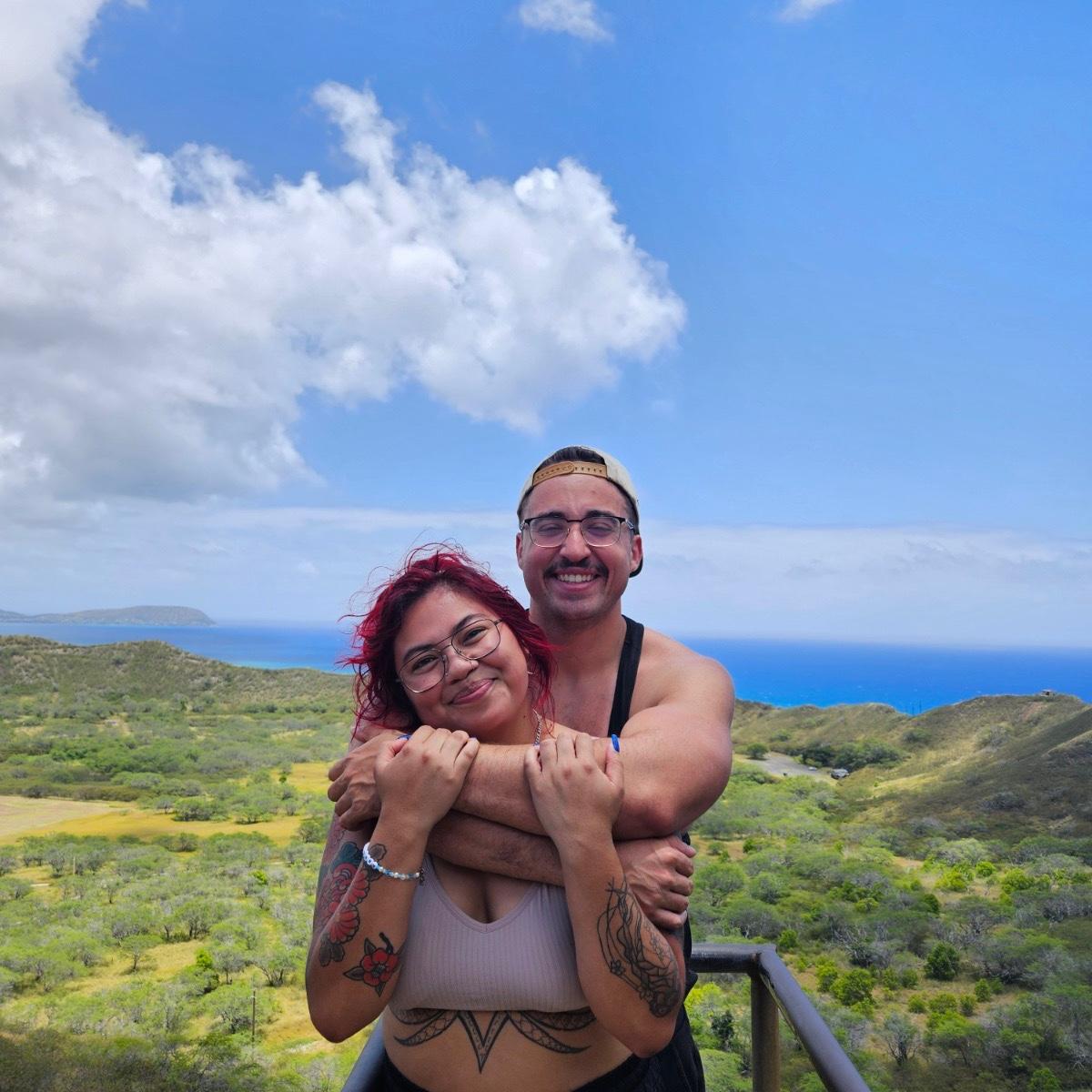 Bride and Groom enjoying the views on the Island that they met on 🌴🌺