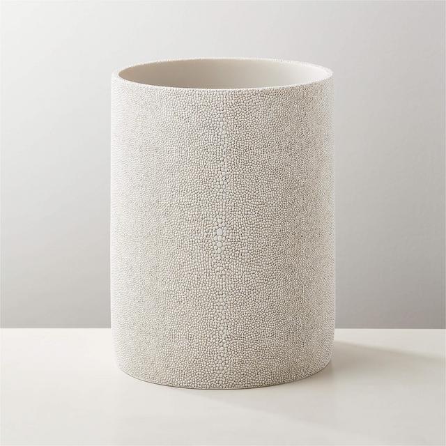 Shaw Shagreen Ivory Wastecan