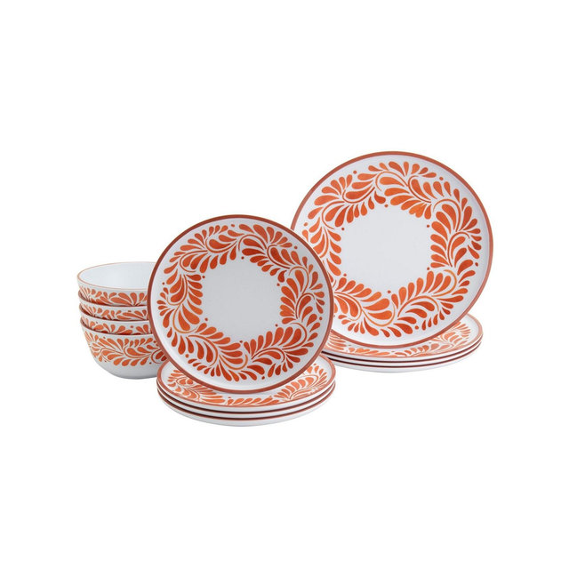 INFUSE Melamine 12 Pc. Dinnerware Set, Service for 4