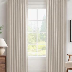 100% Blackout Curtains For Bedroom 52 Inches Wide Thermal Insulated Rod Pocket (Set of 2) - Cream