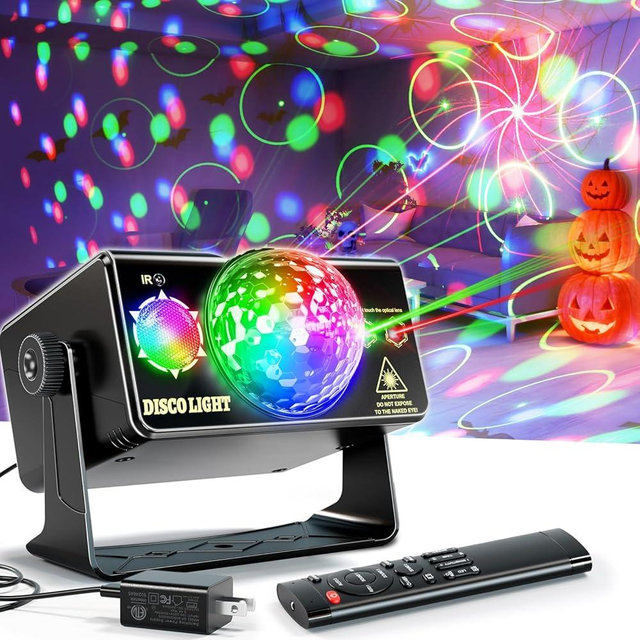 Party Lights Dj Disco Ball Light Strobe LED Stage Lighting Sound Activated YUEKEJI with Cool Colorful Patterns + Upgrade Remote Control, Super Fun Show for Dance Music Xmas Bar Club Birthday Holiday