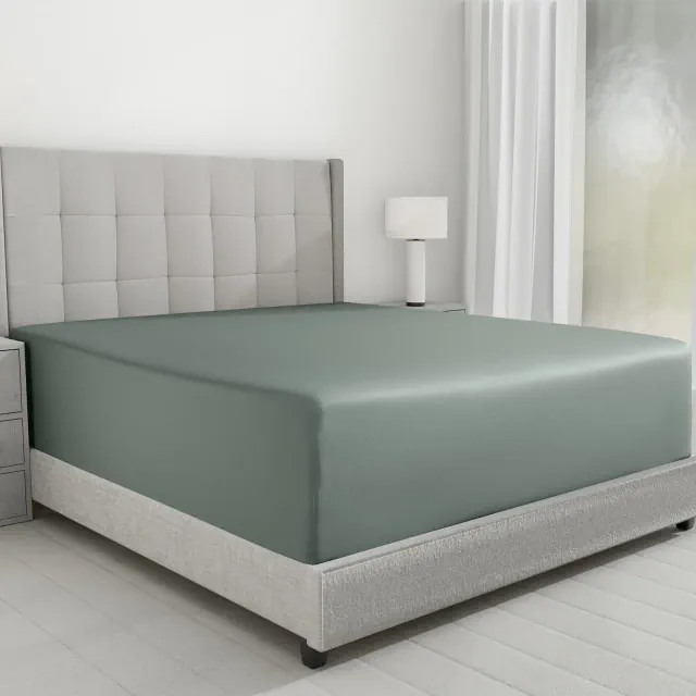 600 Thread Count Sheet - Breathable satin Weave, Cotton Fitted Sheet Only, Fully Elasticized with Deep Pockets by California Design Den - Sage, King