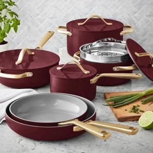 Member's Mark 11-Piece Modern Ceramic Cookware Set Burgundy - Samsclub.com