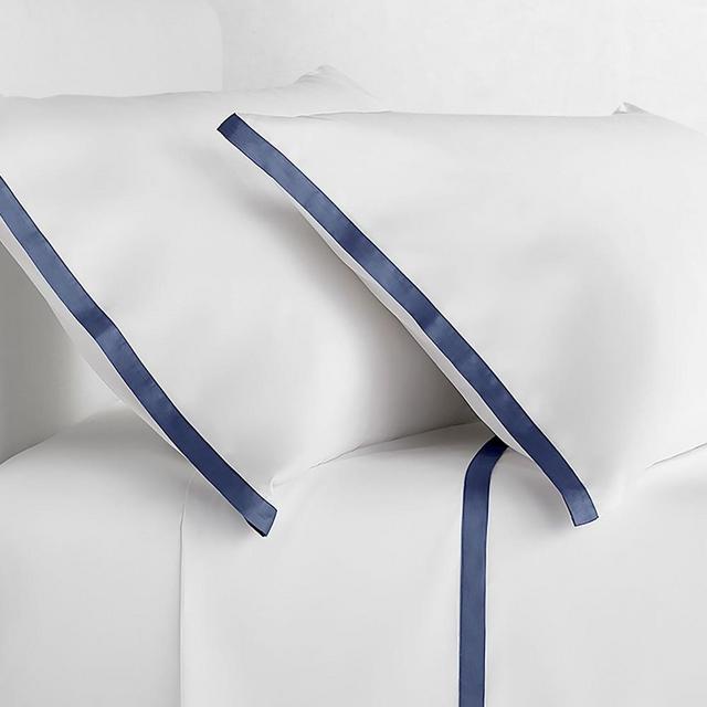 Chambers® Border Sateen Sheet Set, King, Navy