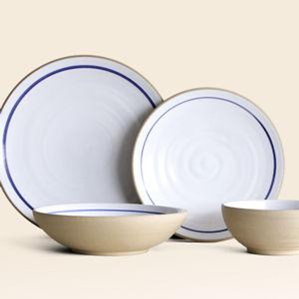 Coupe 4-Piece Place Setting in Toasted Blue-Banded