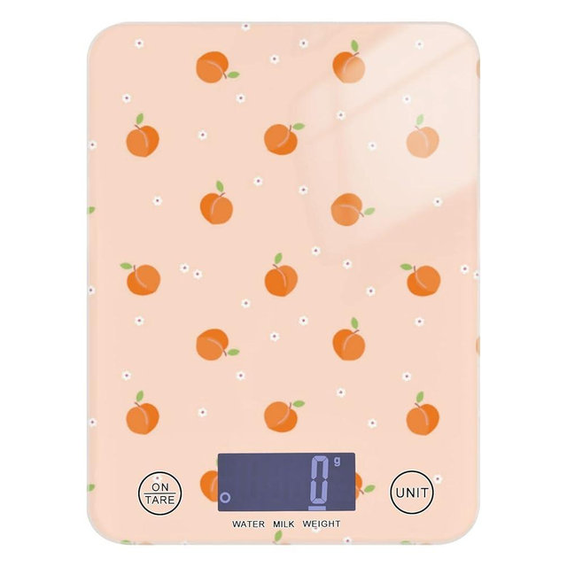 QwThum Food Scale Kitchen Digital Scale Food Ounces and Grams Dieting Baking Cooking Waterproof Glass Panels LCD Display,4 Units Scale Tare Function Peach