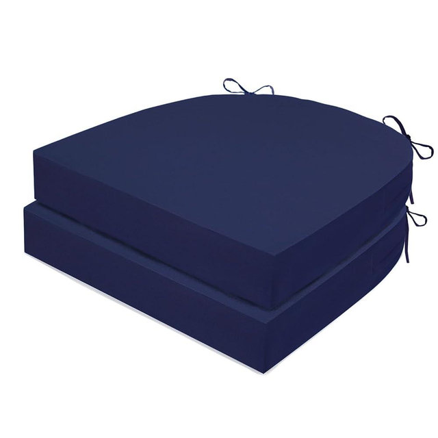 MJIAIDEA Outdoor Chair Cushions Set of 2, Waterproof Memory Foam Patio Seat Cushions with Ties for Garden Sofa & Dining Furniture, 3-Year Color Fastness, 18x18x3 Inch, Blue