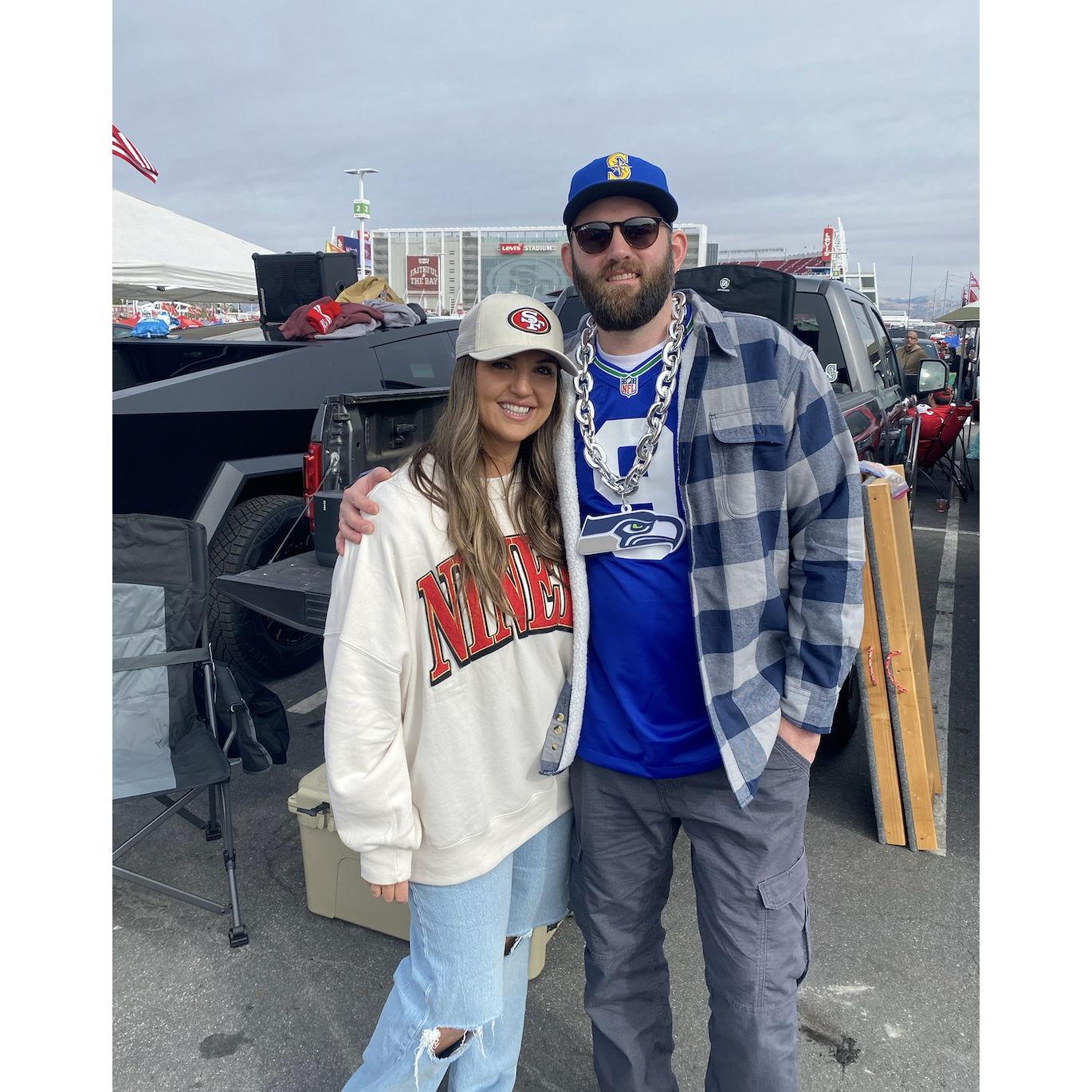 We've gone to the 49ers vs. Seahawks game every year that we've been together...6 and counting... :)