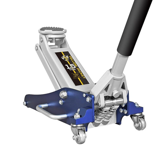 YELLOW JACKET Floor Jack 1.5 Ton Hydraulic Low Profile Aluminum and Steel Car Jack, Lightweight Service Jack with Quick Lift Dual Pump, 3,000 lb Capacity