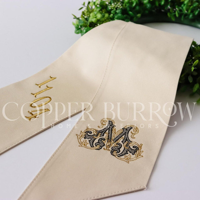 House Number Wreath Sash | Custom Address Door Decor | Personalized Monogram Wreath Ribbon | Year Round Decor
